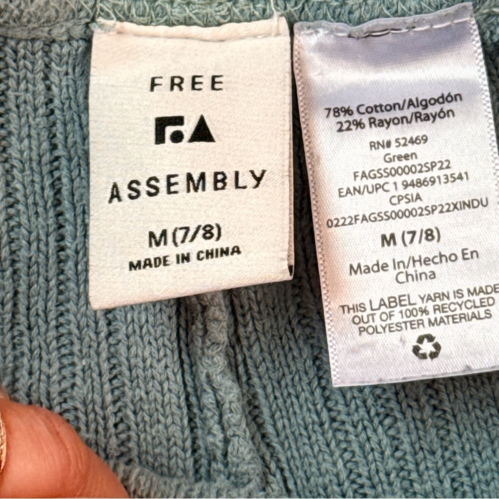 Free Assembly Ribbed Knit Lounge Set Blue Green Teal Size M 7/8 Girls Top Short - Picture 5 of 9